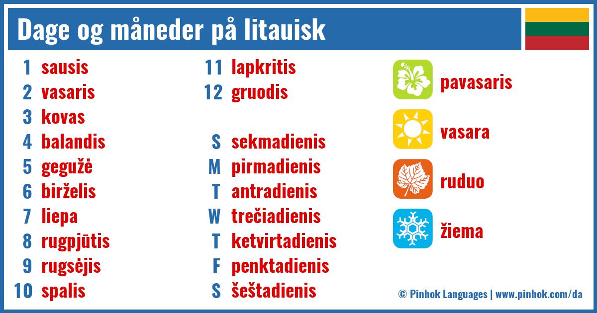 Dage og måneder på litauisk